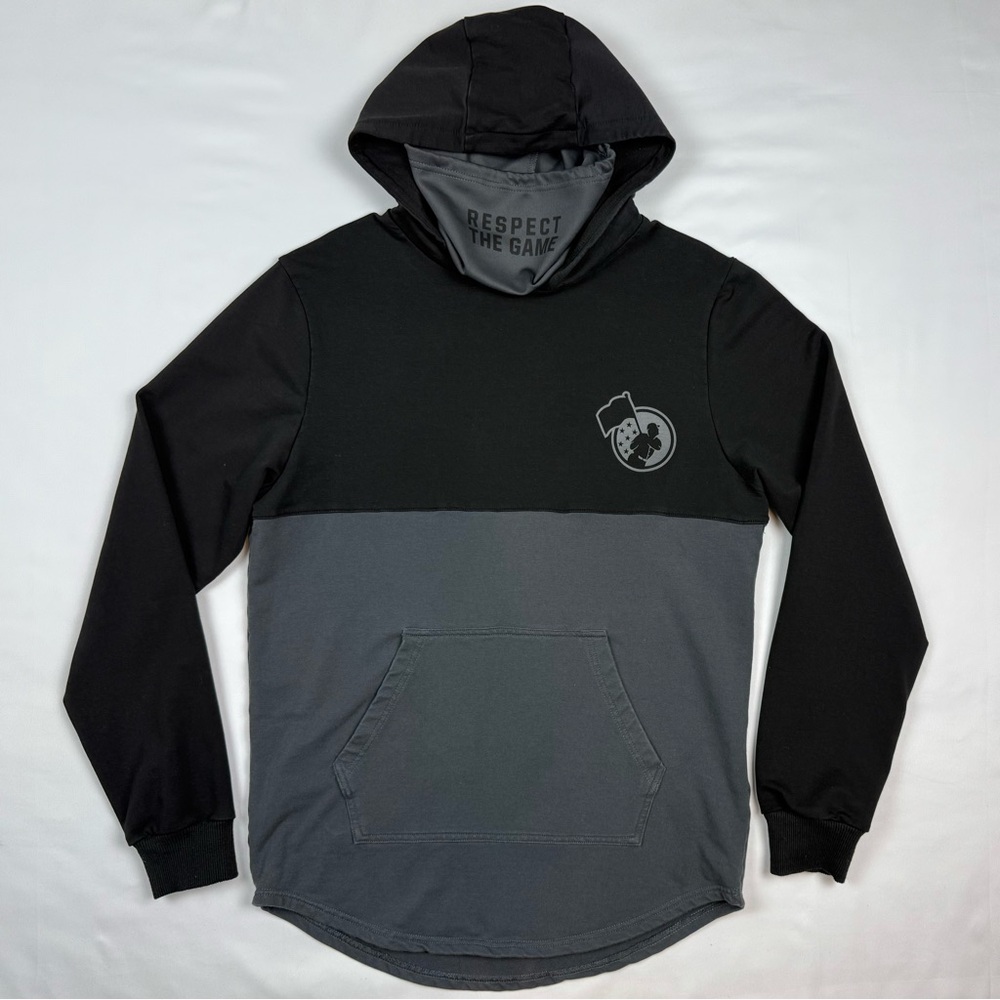 Baseballism Mens Hoodie with Face Mask Cover Sz Medium Black/Grey Sweatshirt A3